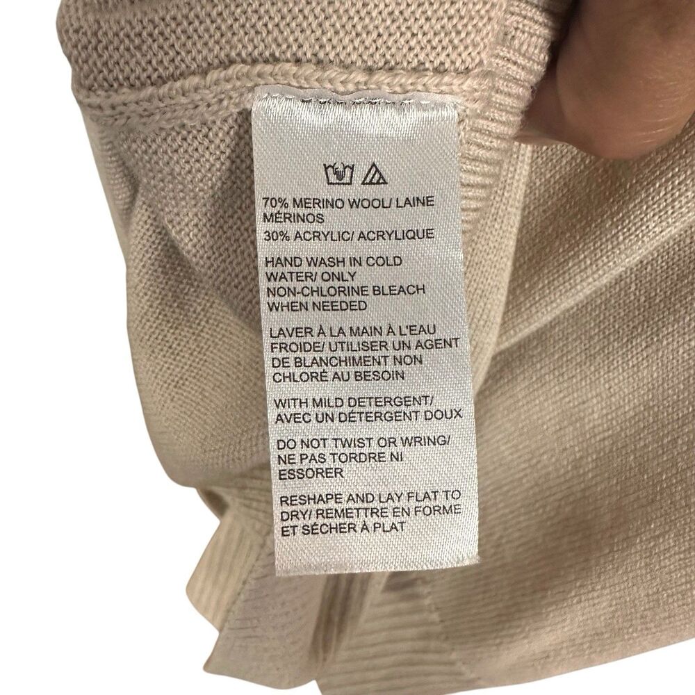 Saks Fifth Avenue Womens Sz XS Tan Merino Wool Blend Pullover Knit Sweater Vest - Picture 7 of 7